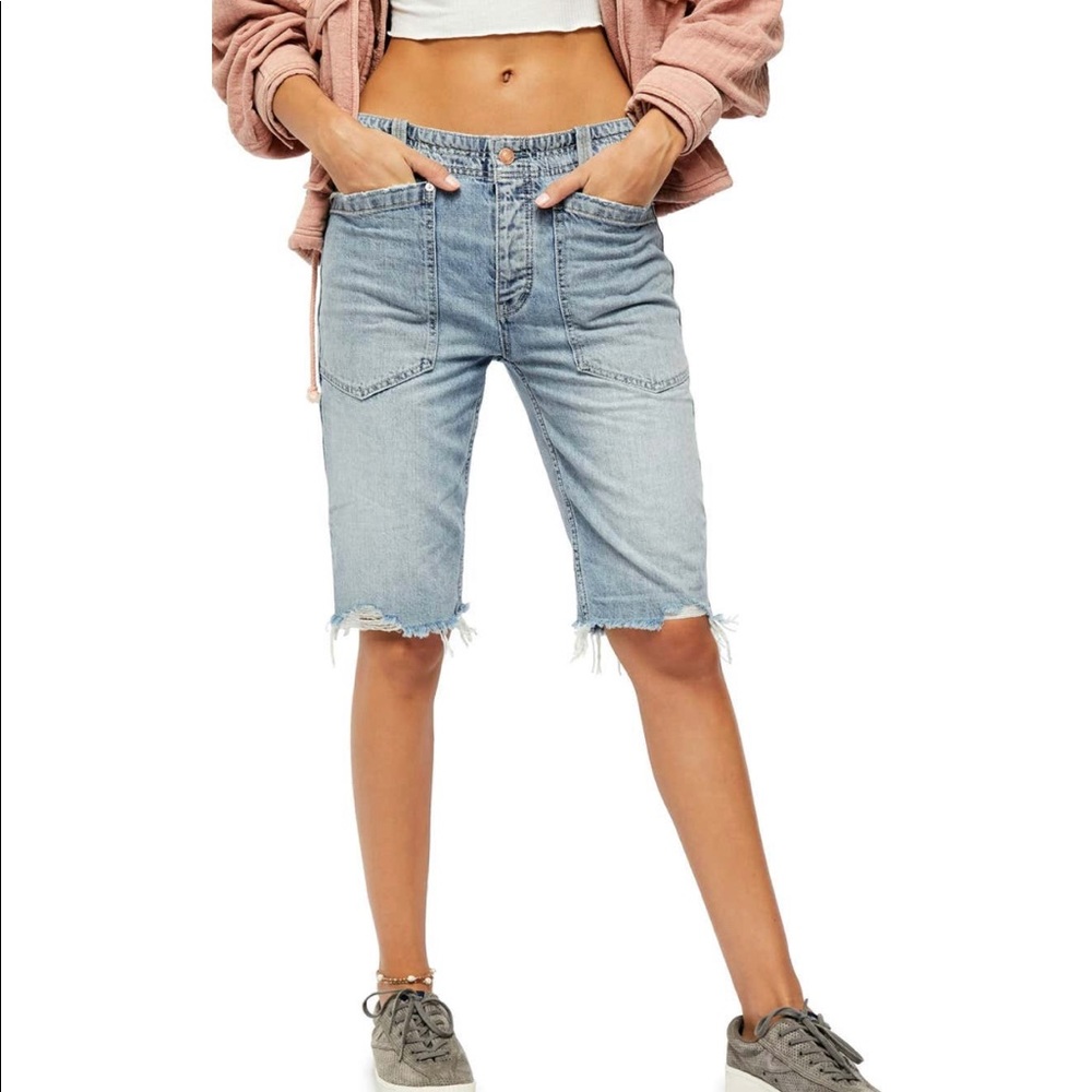 Free People Rebel Rouser Cut-off Bermuda Shorts 24